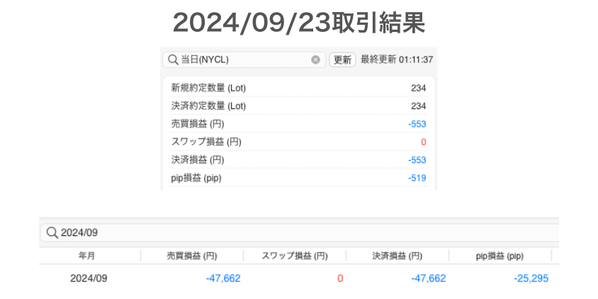 2024年9月23日取引結果